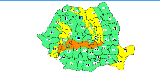 Zone din Gorj, sub cod portocaliu de ninsori și viscol