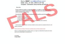 Mesaje false în numele ANAF legate de e-Factura