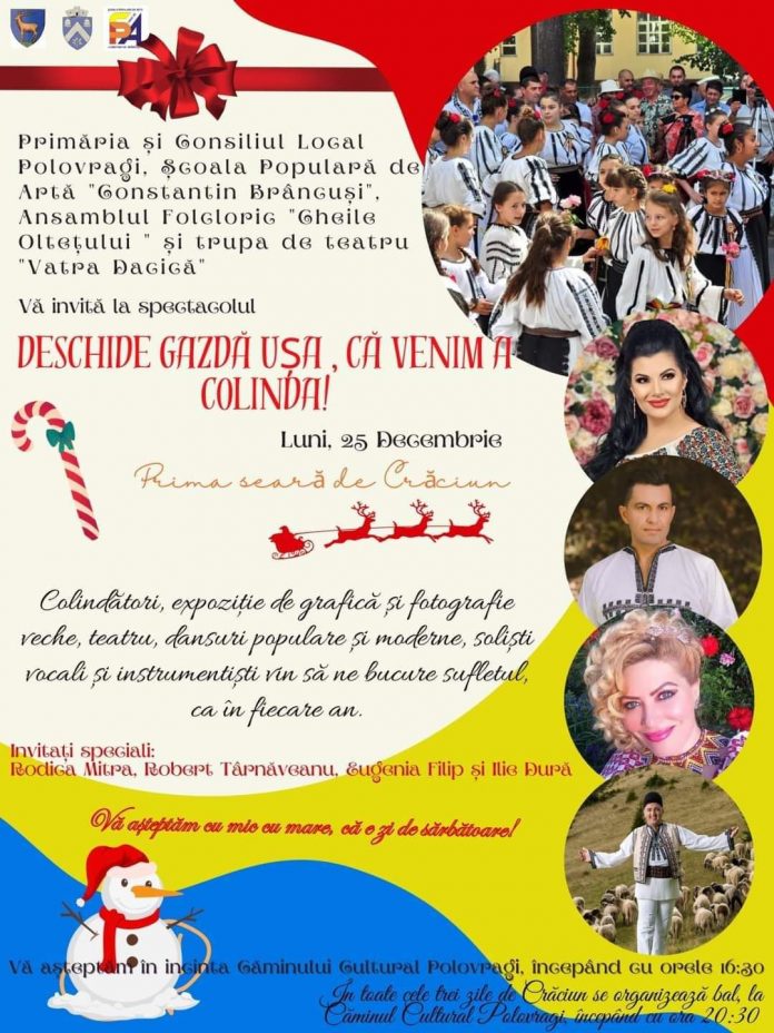 Spectacol de folclor și bal, de Crăciun, la Polovragi