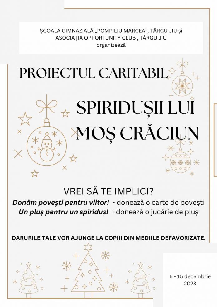 Elevii Școlii Gimnaziale ”Pompiliu Marcea” devin spiriduși pentru copiii din mediile defavorizate