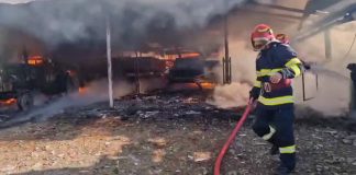 Magazie mistuită de foc, la Celei! Au ars utilajele agricole, trei tone de cereale, 10 mc de lemne și 12 tone de cărbune