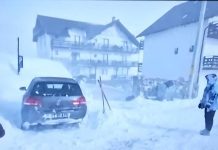 Zăpadă viscolită la Rânca