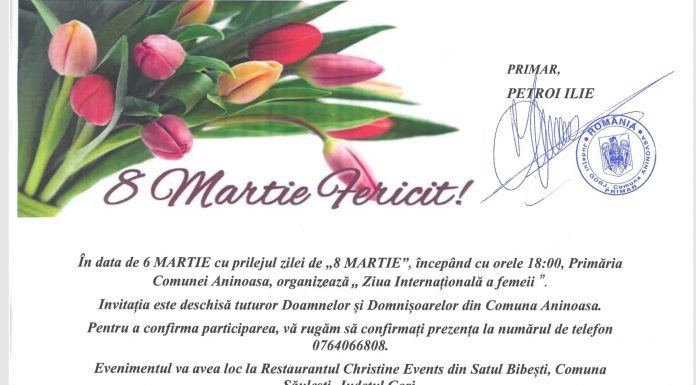 Aproape 500 de femei din Aninoasa participă la cheful organizat de primărie, cu ocazia zilei de 8 Martie