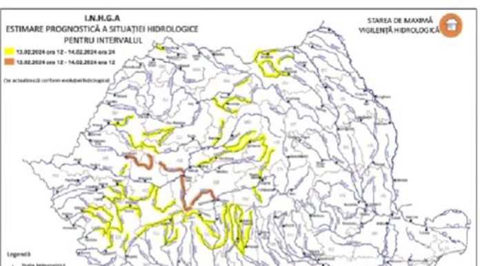 Avertizări de la Apele Române: Pot avea loc viituri, se pot depăși cotele de avarie pe anumite râuri