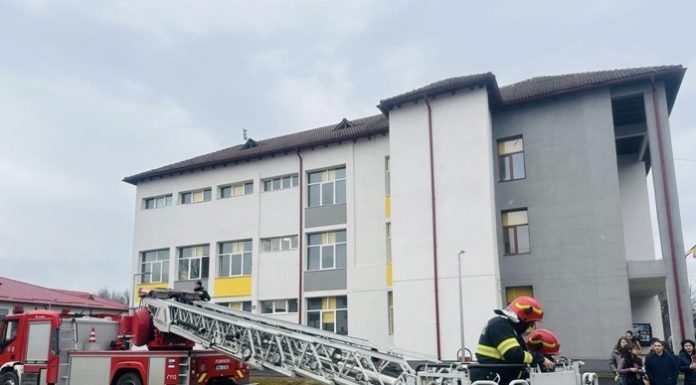 Salvatorii ISU Gorj au intervenit, la înălțime, la Liceul din Peștișani