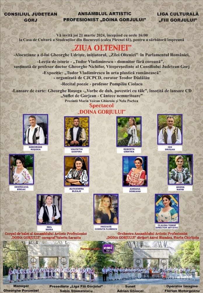 Doina Gorjului, spectacol de Ziua Olteniei, la București