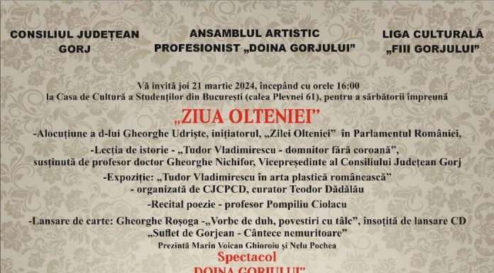 Doina Gorjului, spectacol de Ziua Olteniei, la București