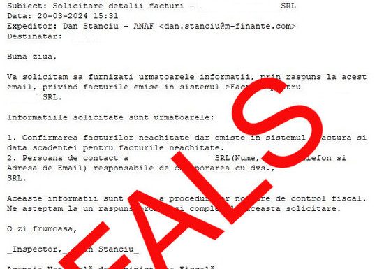 O nouă tentativă de fraudă în numele ANAF