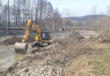 Lucrări de decolmatare a pârâului Galbenu