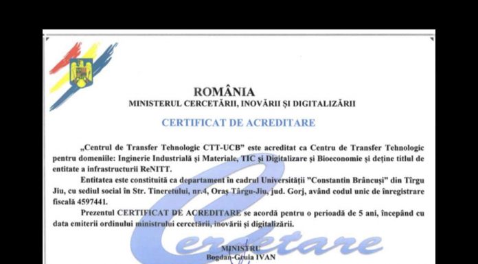 Acreditare pentru o structură a UCB Târgu Jiu
