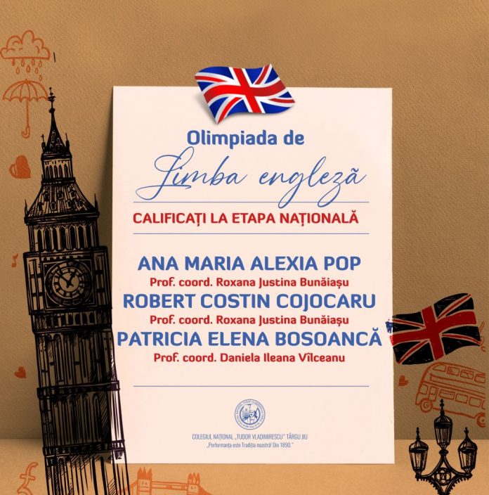 Elevi de la CNTV Târgu Jiu, calificați la faza națională a Olimpiadei de Limba Engleză