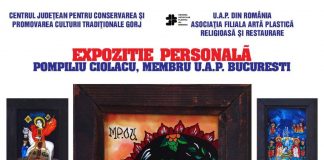 Expoziție de icoane pictate pe sticlă, vernisată astăzi la sediul CJCPCT Gorj