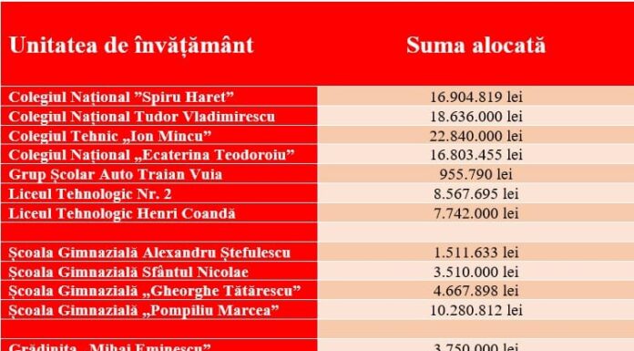 Investiții de 33 milioane de euro în școlile din Târgu Jiu