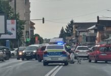 Foto/Video: Pieton lovit de o mașină la Târgu Jiu