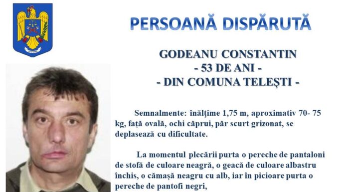 UPDATE: Bărbatul din Telești ce fusese dat dispărut a fost găsit decedat