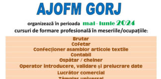 Opt cursuri de calificare în diverse meserii încep la AJOFM