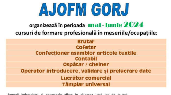 Opt cursuri de calificare în diverse meserii încep la AJOFM