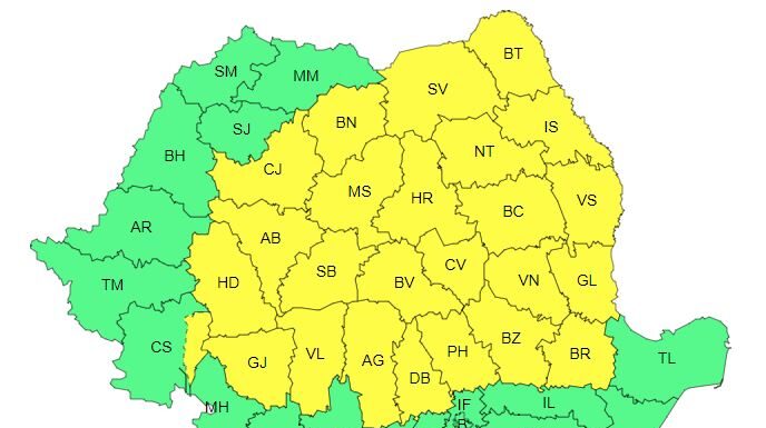 Gorjul, sub cod galben de ploi torențiale