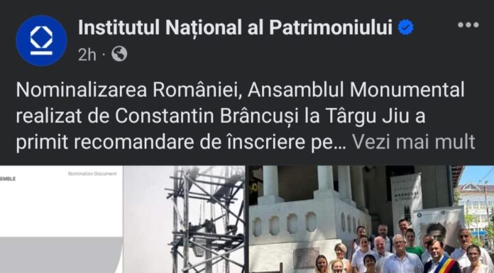 Oficial! Ansamblul Brâncuși, recomandare de înscriere pe lista UNESCO