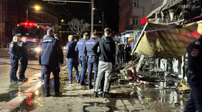 Au fost identificați și arestați autorii incendiului care a mistuit chioșcurile de flori din Târgu Jiu