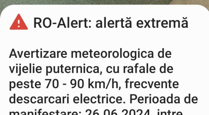 Alertă de vijelie puternică la Târgu Jiu