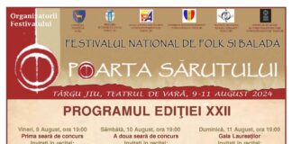 Târgu Jiu: Programul complet al Festivalului Național de Folk și Baladă ”Poarta Sărutului”