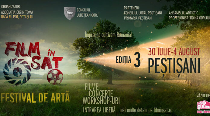 Festivalul ,,Film în Sat” se deschide de astăzi la Peștișani. Muzică bună, ateliere de creație și proiecții incendiare de filme