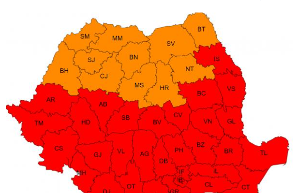 Avertizarea de cod roșu de caniculă se menține și astăzi