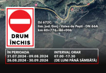 Drum județean închis pentru lucrări de modernizare