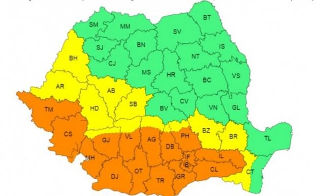 Temperaturi de 40 de grade. Miercuri, cod portocaliu în Gorj