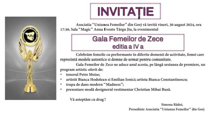 Târgu Jiu: ”Gala Femeilor de ZECE”