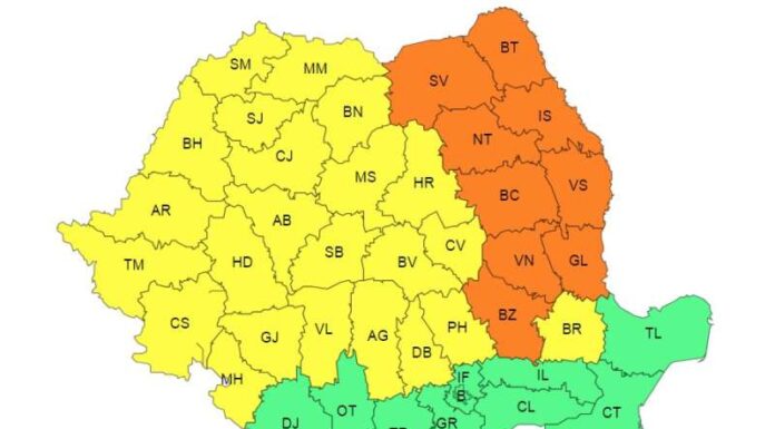 Gorjul, sub cod galben de ploi torențiale