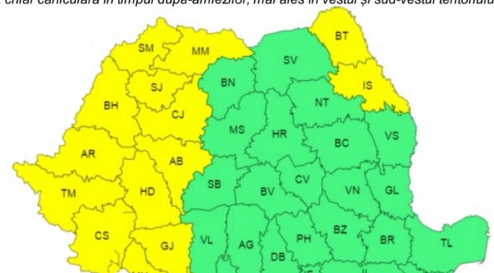 Cod galben de caniculă, astăzi și mâine, în Gorj