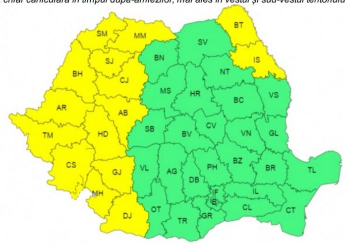 Cod galben de caniculă, astăzi și mâine, în Gorj