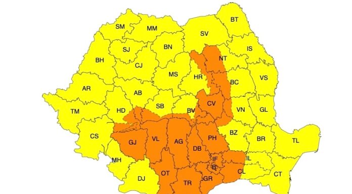 Cod portocaliu de ploi torențiale în Oltenia