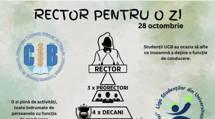 Studenții UCB Târgu Jiu pot aplica pentru a deveni ,,rector pentru o zi”