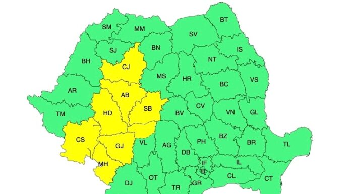 Avertizări meteo de ploi și vânt