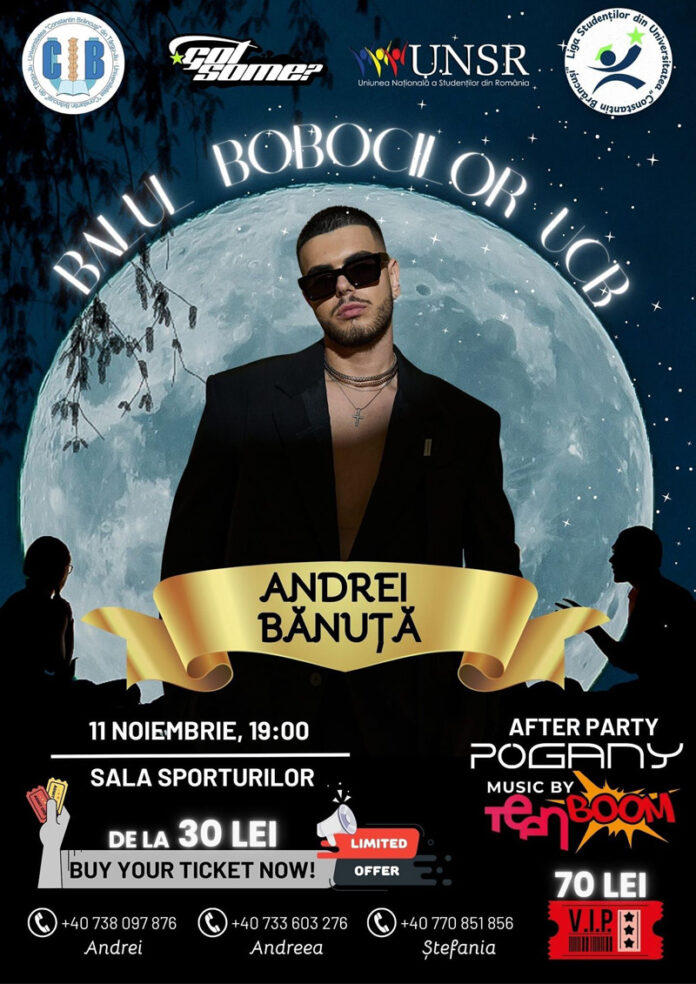 Andrei Bănuță va face show la Balul Bobocilor de la UCB Târgu Jiu