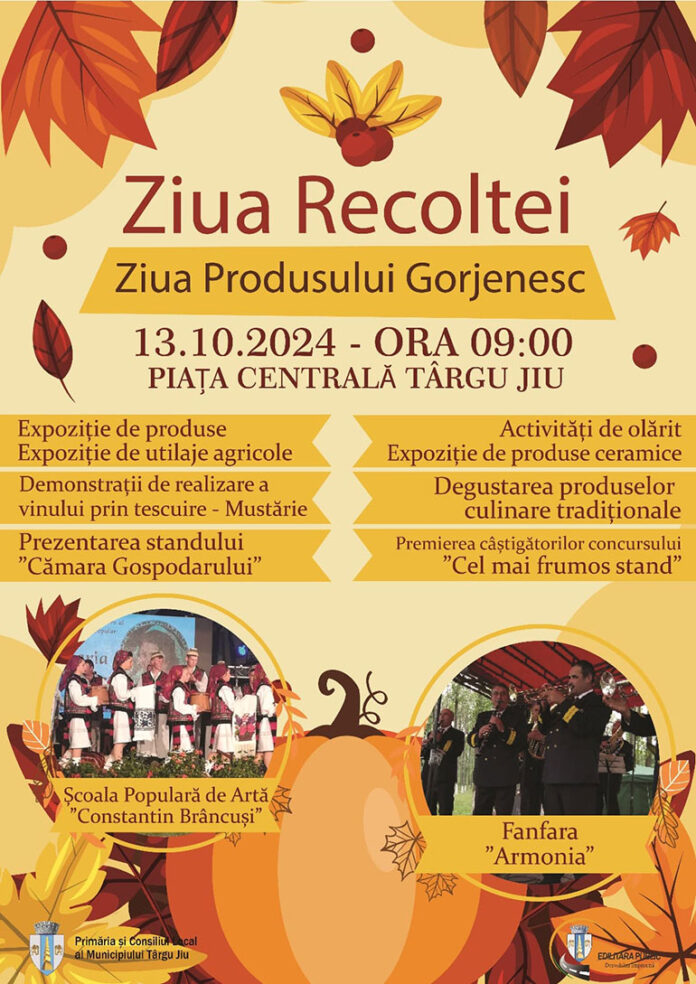 Ziua Recoltei, pe 13 octombrie, la Târgu Jiu