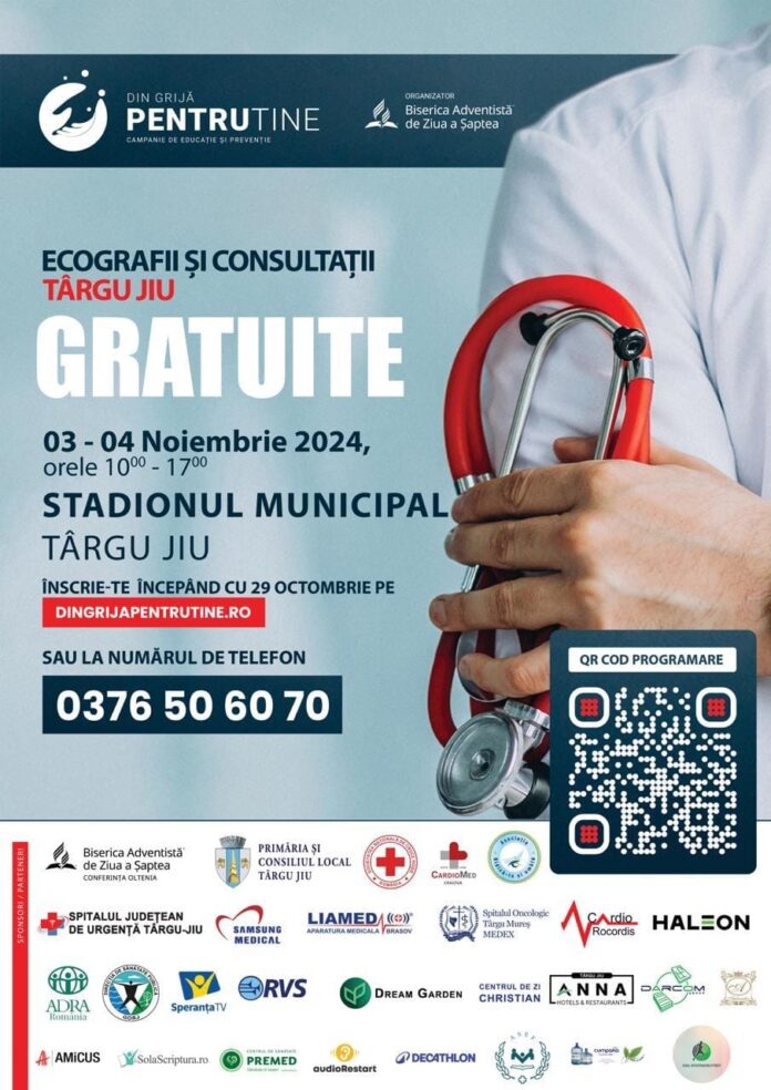 Consultații și ecografii gratuite la Stadionul Municipal Târgu Jiu