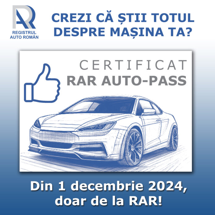 Certificatul RAR Auto-Pass poate fi obținut exclusiv online