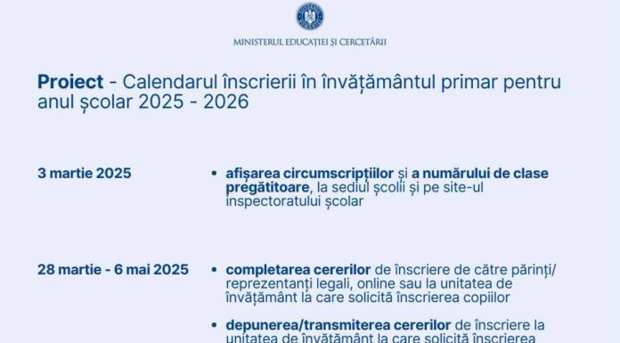 Când încep înscrierile la clasa pregătitoare