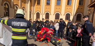 Intervenție a pompierilor la un accident produs în curtea unui liceu din Târgu Jiu