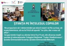 „Știința pe înțelesul copiilor”. Proiect din Gorj, finanțat de Fondul Științescu