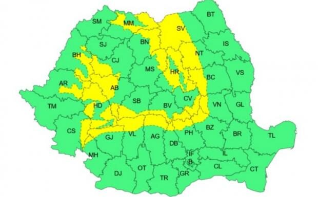 Vânt puternic în zone din 24 de județe