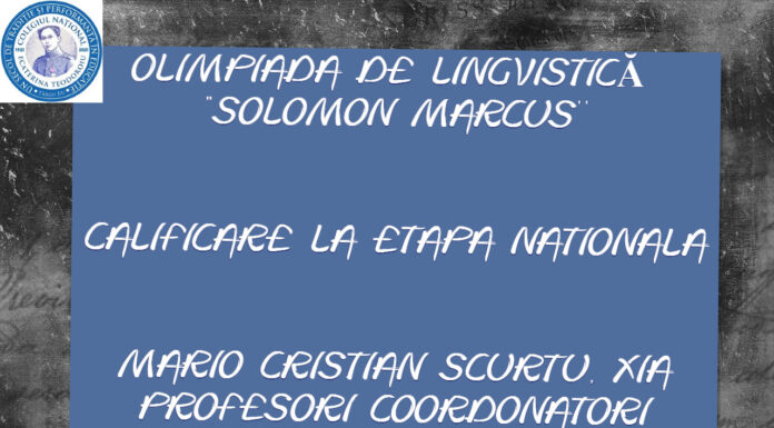 Calificat pentru a treia oară la Olimpiada Națională de Lingvistică