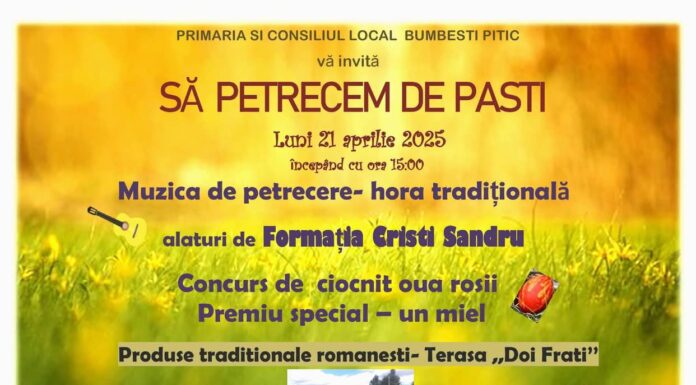 Horă și concurs de ciocnit ouă, în a doua zi de Paște, la Bumbești-Pițic
