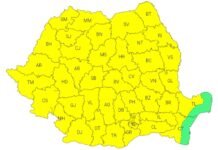 Cod galben de ploi torențiale și vijelii