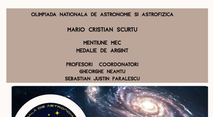 Licean din Gorj, premiat la Olimpiada Națională de Astronomie și Astrofizică