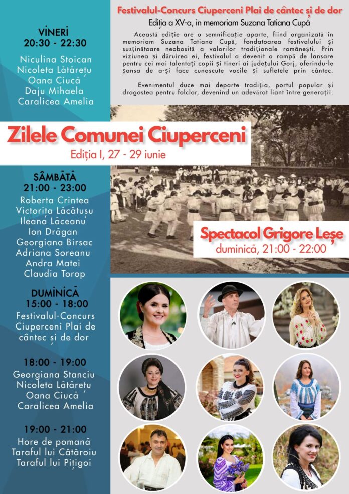 Programul complet al Zilelor Comunei Ciuperceni